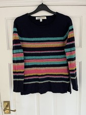 Clements Ribeiro Women's Merino Wool Blend Jumper, Navy Blue & Stripes, Size 10