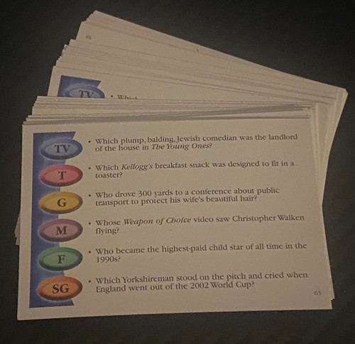 Trivial pursuit card packs - card, of