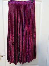 Next Velvet Sunray Pleat Skirt Size 12 Burgundy Red Maxi Christmas Y2K Vintage