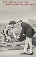 "She hadn't been out very long, the waves were rather strong" - Postcard ref X90