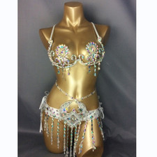 New Sexy Women Costume Samba Carnival Wire Bra High Waist Bottom Set 2pcs