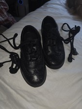 Boys Black Leather Lace Tassle Brogue Kilt Thistle Shoes Size 008 8 (01) wedding