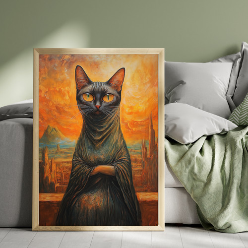 Mona lisa cat print - print, funny