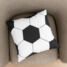 Football Cushion Cover UK  Polyester Sports Decor Soccer Bedroom Accessory