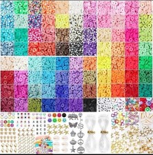 10,000++pcs Bracelet Making Kit | 6mm Flat Clay Polymer Beads | Jewellery DIY