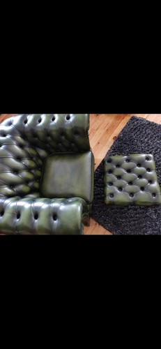 Green leather chesterfield - green,