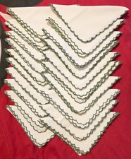 Job Lot of 20 Vintage 1980s White Linen Napkins with Scalloped Edge 15x15 inches
