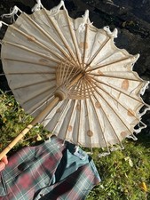 Japanese Floral  Parasol Vintage Natural Fibre Umbrella Bamboo Decor Wedding
