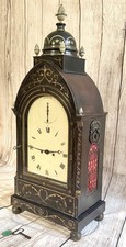 ANTIQUE 1850's VICTORIAN EBONISED MANTLE CLOCK 80cms HIGH WORKING LIVERPOOL