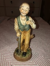 Old Man Leaning On A Stick Porcelain Figurine, Japanese