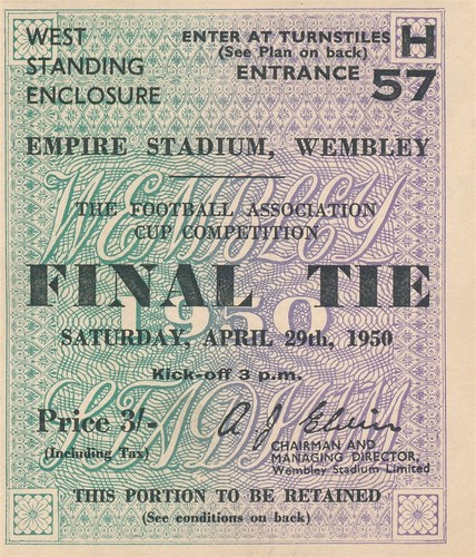 Ticket cup final 1950 - ticket:, fa