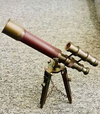 14" Antique Brass Double Barrel Nautical Telescope with Metal Tripod Stand Gift
