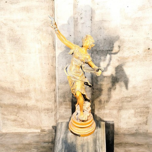 Spelter sculpture titled la - spelter,