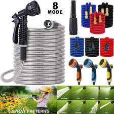 Heavy Duty Expandable Garden Hose Pipe 17FT-150FT Flexible with Water Spray Gun
