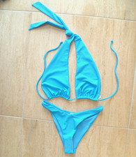 LADIES ASOS BNWOT  SIZE 12 TOP & 10 BOTTOMS BRIGHT TURQUOISE HALTER NECK BIKINI