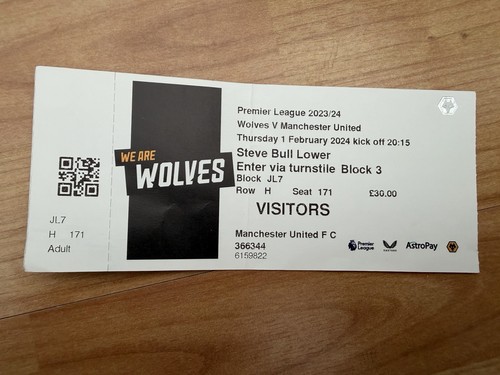 Manchester united away ticket - away,
