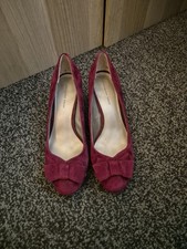 Jacques Vert Dark Red/Burgundy Suede Shoes with Bow Detail ~ UK  Size 7 RRP £79