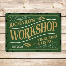 Personalised Vintage Workshop Sign - Garage Shed Man Cave Workshop