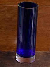 Heavy Vintage Cobalt Blue Glass Cylinder Vase