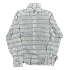 Stefano Conti Lined Shirt Striped Long Sleeve Summer Casual White Mens 43 17