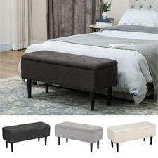 15" Modern Ottoman Storage Box with Wooden Legs and 47L Storage Capacity