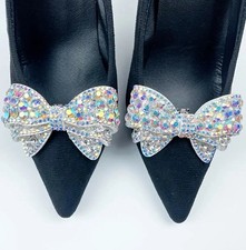 1 Pair Rhinestone Shoe Clips Detachable Classic Bow Heels Accessories Silver