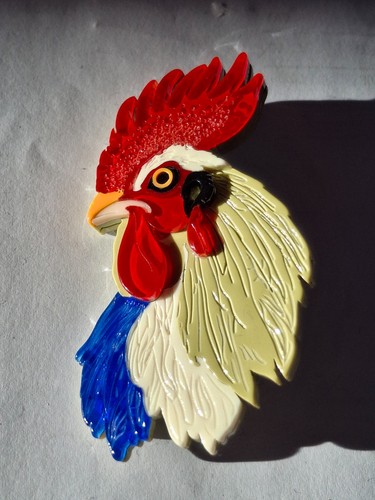 Vintage french cockerel brooch - french,