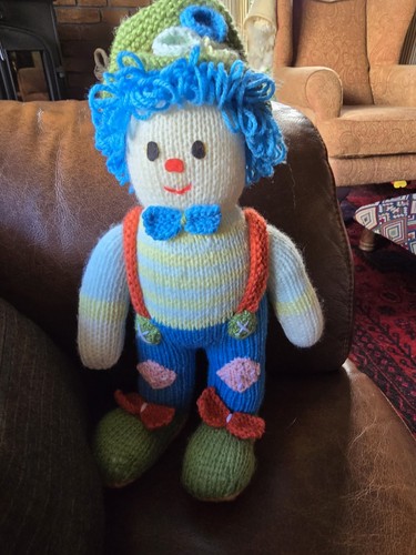 Vintage hand knitted clown - hand-knitted,