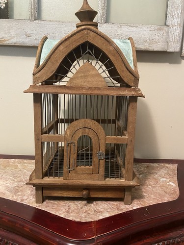 Vintage wooden bird - vintage, cage