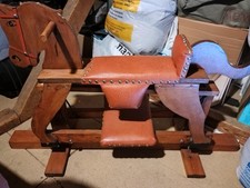 Vintage Wooden Rocking Horse – Leatherette Saddle – Handcrafted– Collection Only