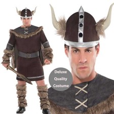 Conan Barbarian Viking Costume Nordic God Mens Warrior Adults Thor Zeus w Helmet