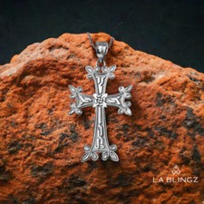 Sterling Silver Armenian Reversible Cross Pendant Necklace