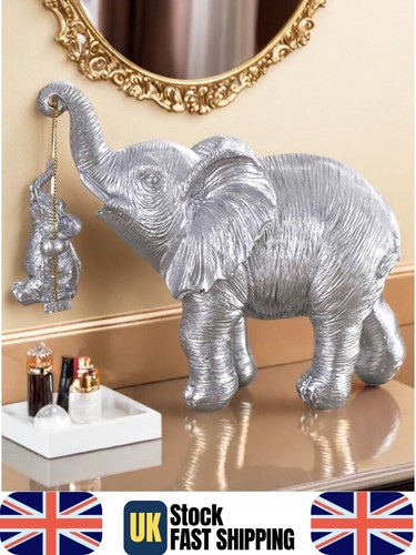 Silver elephant ornament with - silver,