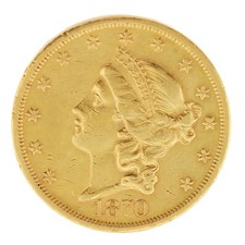 1870 - S Gold $20 Dollar Double Eagle USA Liberty Head 