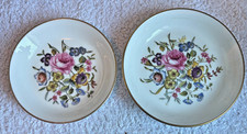 Two Vintage Royal Worcester Bone China Round Floral Trinket Dishes