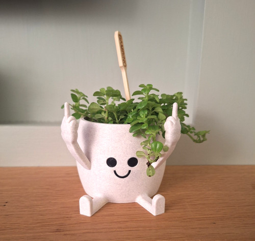 Happy face planter middle - happy,