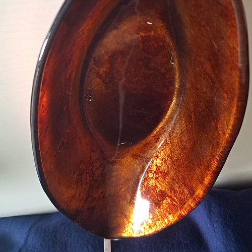 Oval brown art glass - brown,