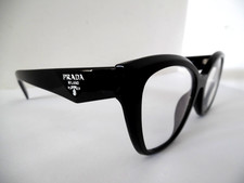 Prada Black & Silver Oval/Cats Eye Glasses VPR 20Z 52 17 16K-101 145 UK CA
