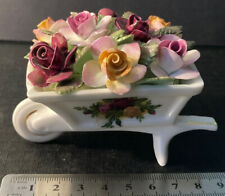 ROYAL ALBERT PORCELAIN Old Country Roses WHEELBARROW with 8 flowers