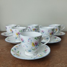 Set Of Six, 1940s Art Deco, Royal Grafton, AB Jones, Coffee Cups & Saucers 