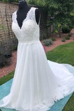 Wedding Dress With Illusion Beaded Top And Tulle Skirt.  Size 10 Or 12
