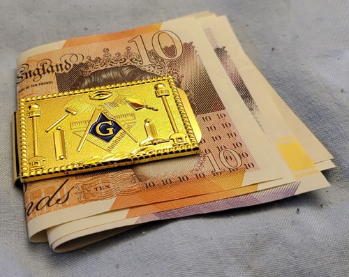 Masonic gold money clip - clip, cash