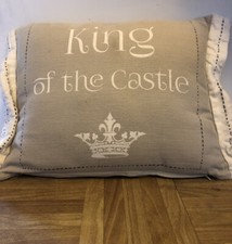 BED DECORATION CUSHION KING OF THE CASTLE OR LADY OF THE MANOR ON THE OTHER SIDE