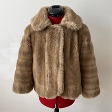 Vintage Tissavel France Brown 3/4 Bell Sleeves Faux Fur Jacket Size UK 10