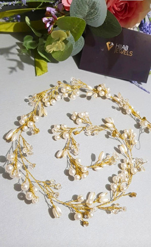 Gold pearl floral bridal - pearl,