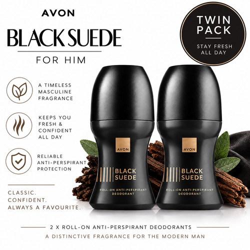 Avon black suede roll - suede, roll-on