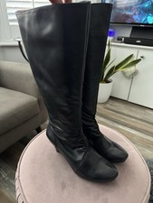 Clarks Softwear Black Leather Wide Fit Wide Calf Knee Hight Boots Uk 7 VGC