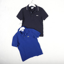 Lacoste & Hugo Boss Polo Shirt Bundle Boys 8 yrs Blue Pique Short Sleeve T-Shirt