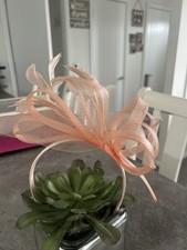 Apricot/Peach Fascinator on Headband. Weddings and Races.