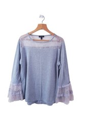 Qed London Womens Ladies Long Sleeve Grey Basic Tunic Blouse Top Size Large L 